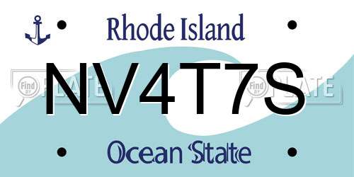 NV4T7S Rhode Island License Plate