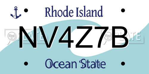 NV4Z7B Rhode Island License Plate