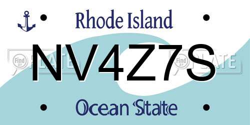 NV4Z7S Rhode Island License Plate