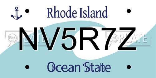 NV5R7Z Rhode Island License Plate