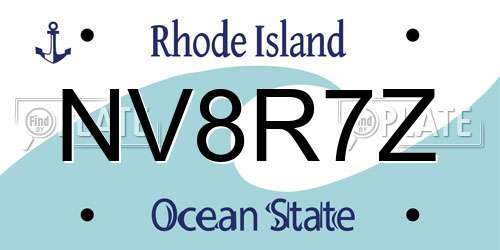 NV8R7Z Rhode Island License Plate
