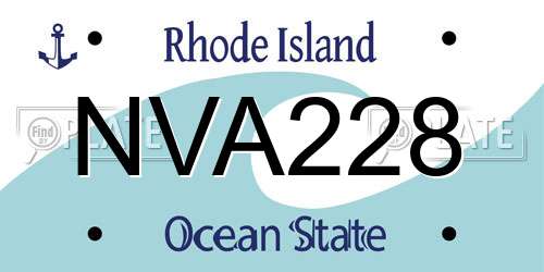NVA228 Rhode Island License Plate