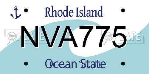 NVA775 Rhode Island License Plate