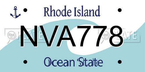 NVA778 Rhode Island License Plate
