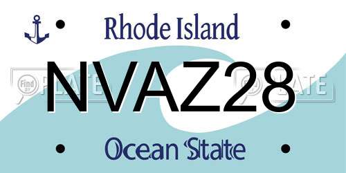 NVAZ28 Rhode Island License Plate