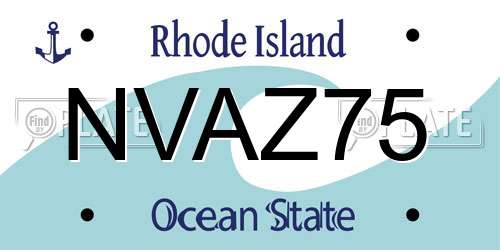 NVAZ75 Rhode Island License Plate