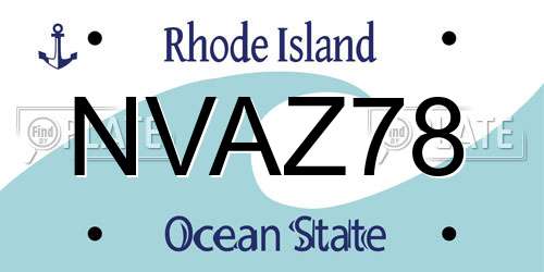 NVAZ78 Rhode Island License Plate