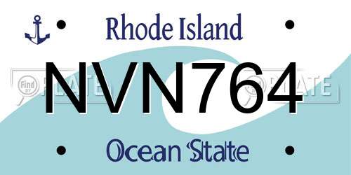 NVN764 Rhode Island License Plate