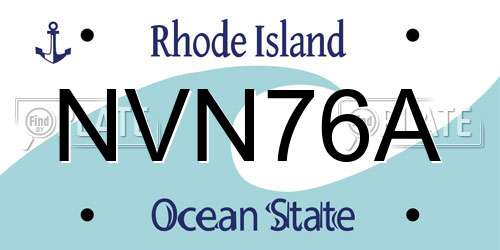 NVN76A Rhode Island License Plate