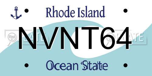 NVNT64 Rhode Island License Plate