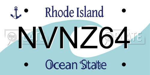 NVNZ64 Rhode Island License Plate