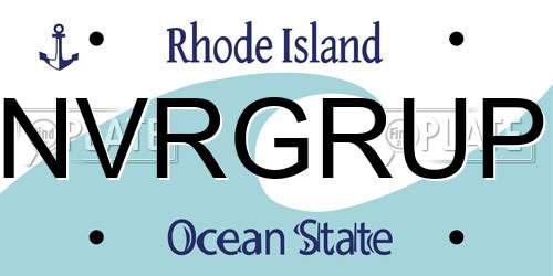 NVRGRUP Rhode Island License Plate