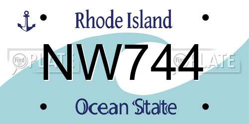 NW744 Rhode Island License Plate