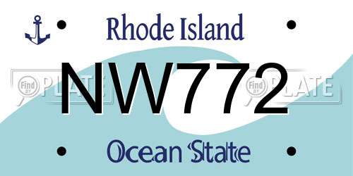 NW772 Rhode Island License Plate