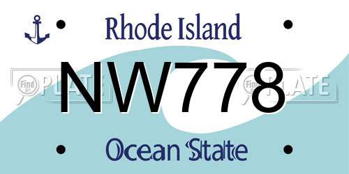 NW778 Rhode Island License Plate