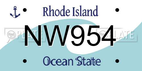 NW954 Rhode Island License Plate