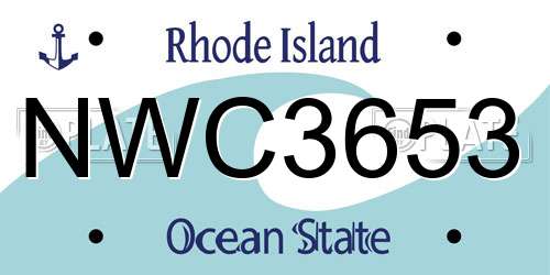 NWC3653 Rhode Island License Plate