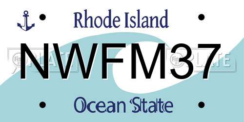 NWFM37 Rhode Island License Plate