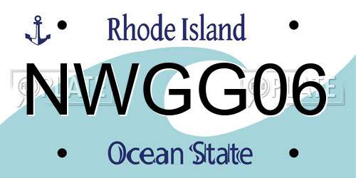 NWGG06 Rhode Island License Plate