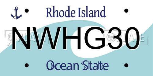 NWHG30 Rhode Island License Plate