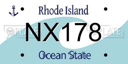 NX178 Rhode Island License Plate