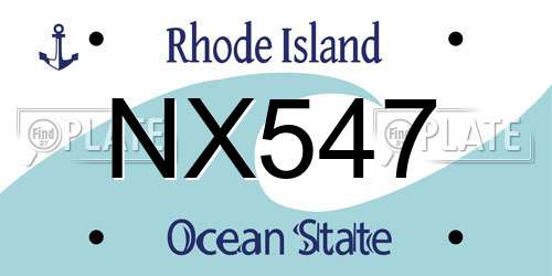 NX547 Rhode Island License Plate