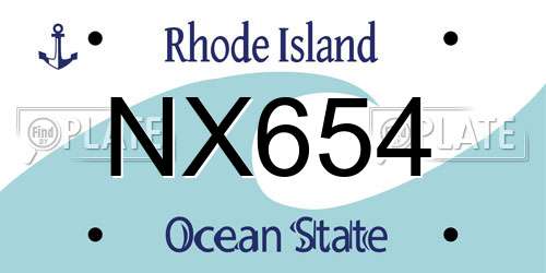 NX654 Rhode Island License Plate