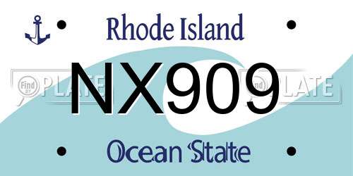 NX909 Rhode Island License Plate