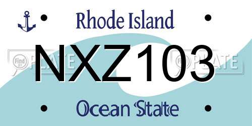NXZ103 Rhode Island License Plate