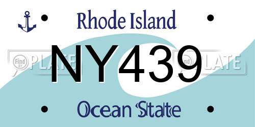 NY439 Rhode Island License Plate