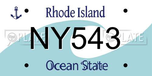 NY543 Rhode Island License Plate