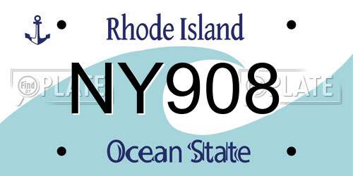 NY908 Rhode Island License Plate