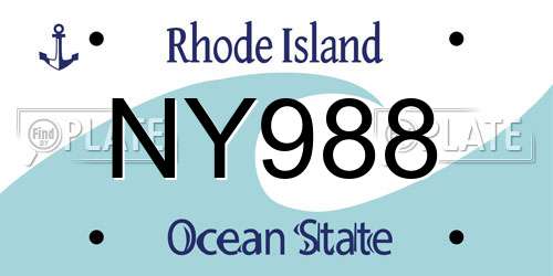 NY988 Rhode Island License Plate