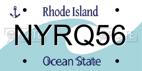 NYRQ56 Rhode Island License Plate