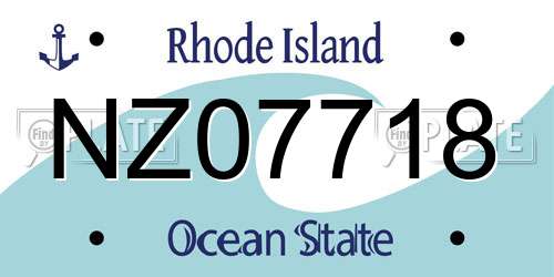 NZ07718 Rhode Island License Plate