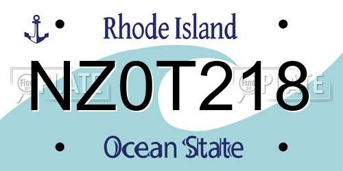 NZ0T218 Rhode Island License Plate