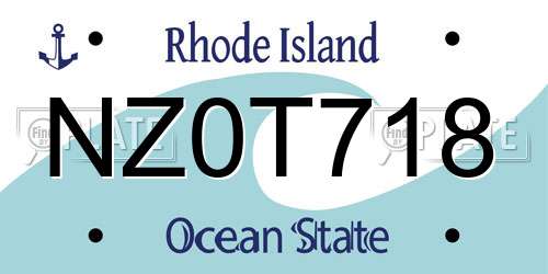 NZ0T718 Rhode Island License Plate