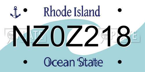 NZ0Z218 Rhode Island License Plate