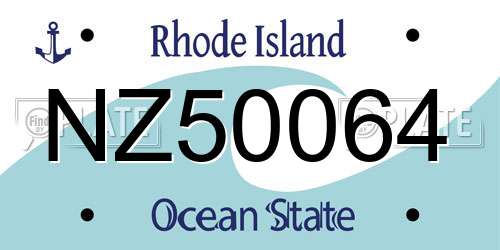NZ50064 Rhode Island License Plate