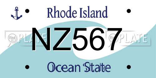 NZ567 Rhode Island License Plate