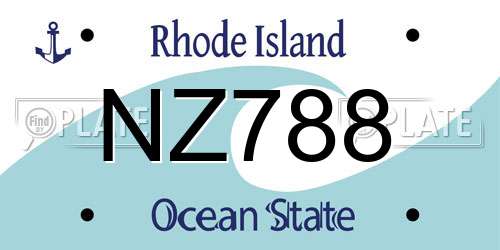 NZ788 Rhode Island License Plate