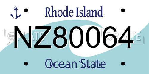 NZ80064 Rhode Island License Plate