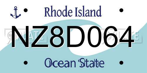 NZ8D064 Rhode Island License Plate