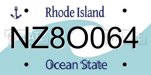 NZ8O064 Rhode Island License Plate