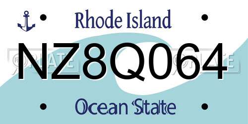NZ8Q064 Rhode Island License Plate