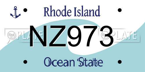 NZ973 Rhode Island License Plate