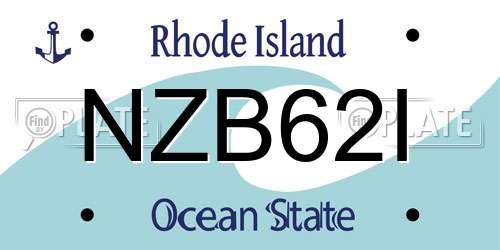 NZB62I Rhode Island License Plate