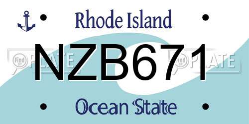 NZB671 Rhode Island License Plate