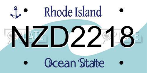 NZD2218 Rhode Island License Plate