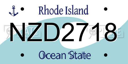 NZD2718 Rhode Island License Plate